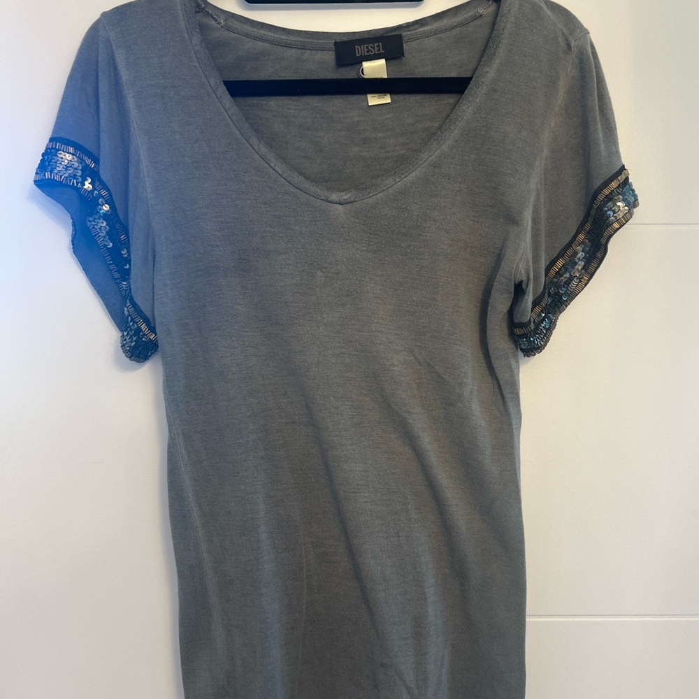 Diesel Gray Women's Top with Sequin Accents